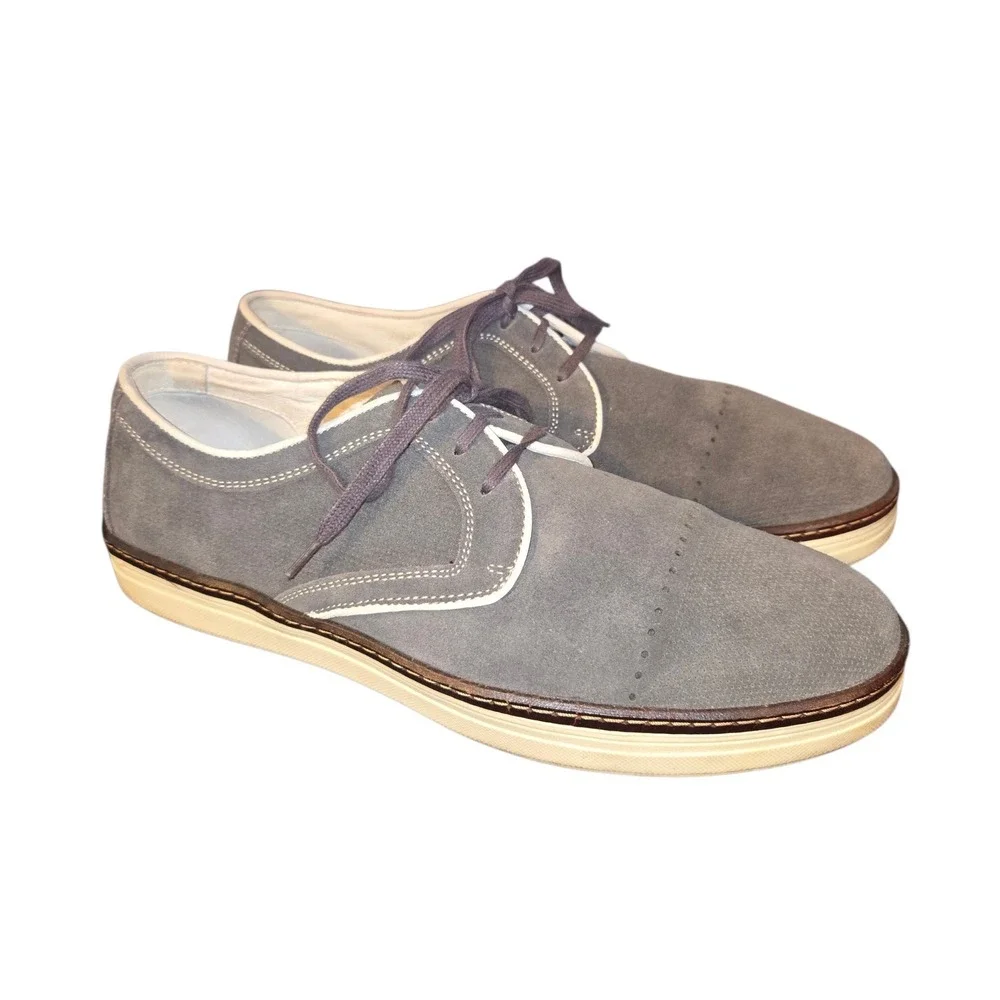 Johnston & Murphy Denby Lace Up Sneakers Mens 9M Gray Perforated Suede 27-1447